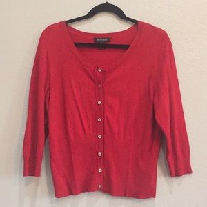 White House Black Market Vibrant Red Button-Up Cardigan